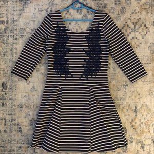 Free People Blue and White Stripe Mini Dress Women's M